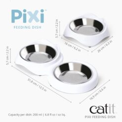 Catit PIXI Double Feeding Dish Whisker Stress Free Food & Water Cat Bowl