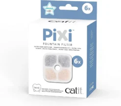 Catit PIXI Cat Drinking Fountain Filter, Replacement Triple Action Water Filter, 6-Pack