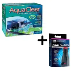 AquaClear 70 hang on back power filter and Fluval Sea SK400 surface skimmer aquarium combo pack