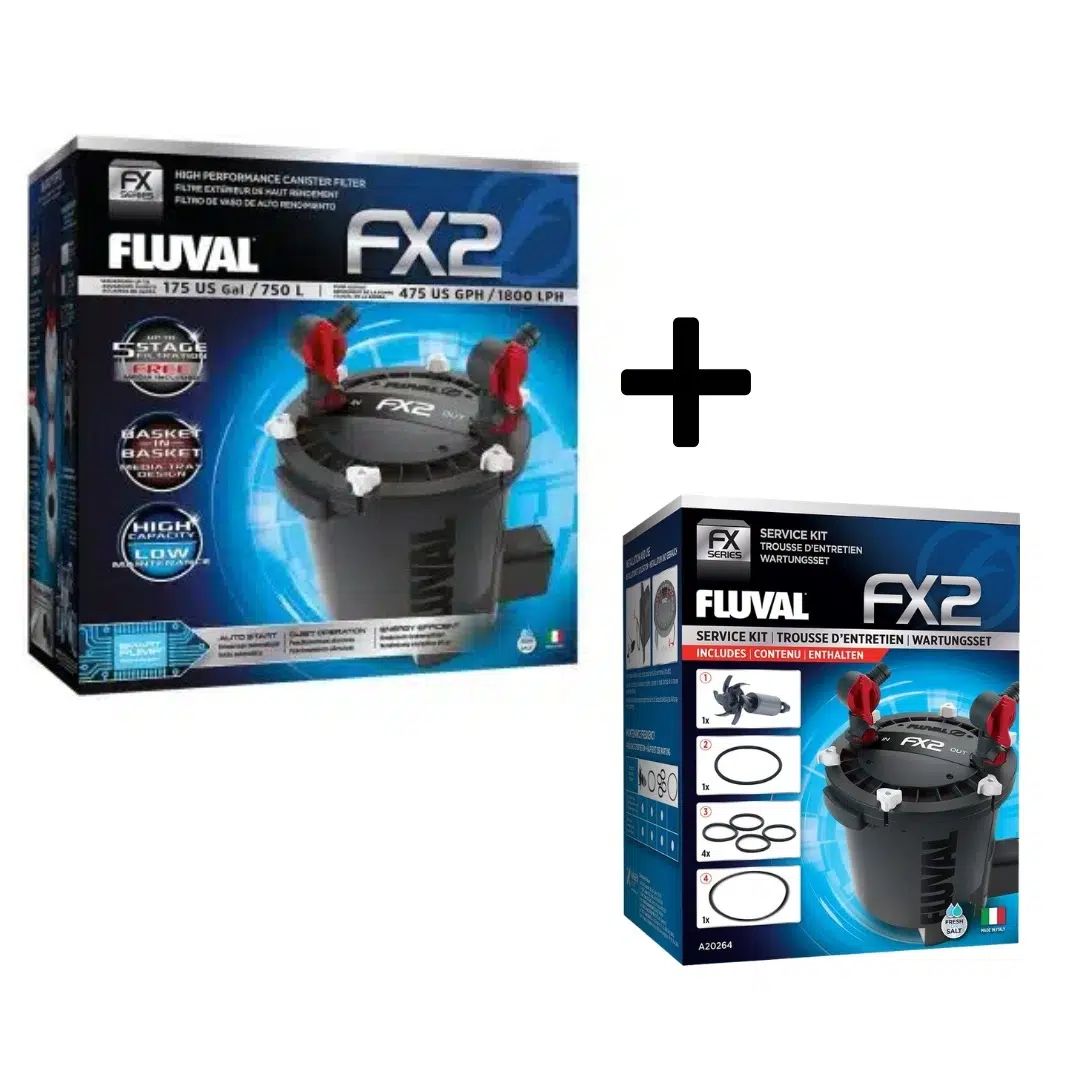 Fluval FX2 high performance canister filter and original hardware service kit combo pack