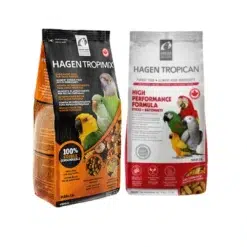 HARI Tropimix Small Parrots and Hagen Tropican High Performance bird food combo pack