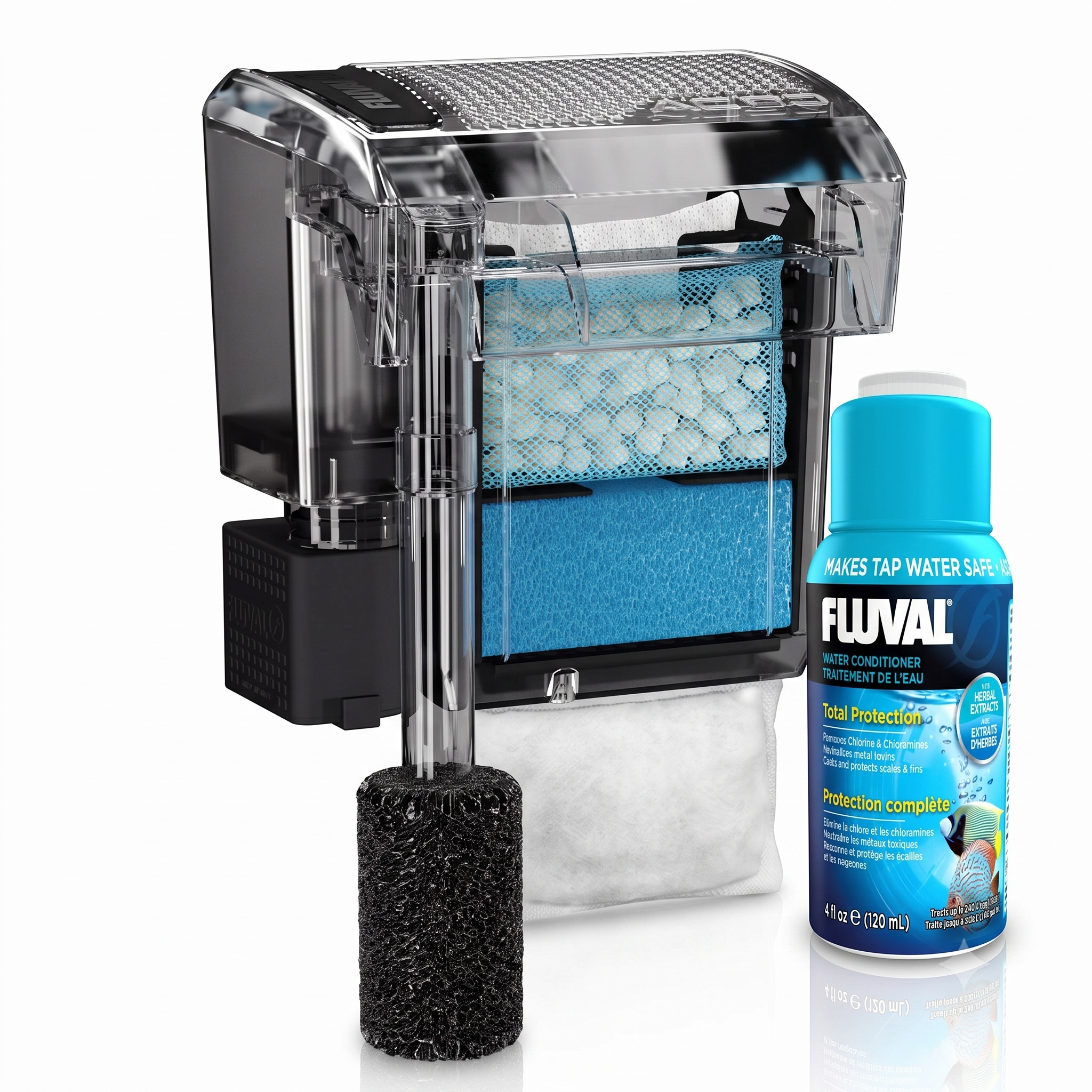 AquaClear 30 Power Filter and Fluval Water Conditioner Combo