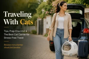 Cat resting comfortably inside Catit PIXI Mio 2-in-1 travel carrier and bed