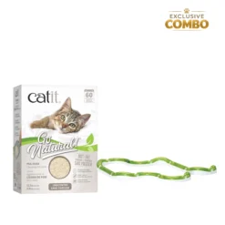 cat litter and toy