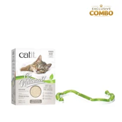 cat litter and toy